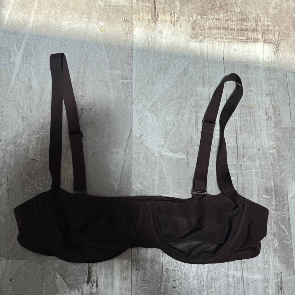 SKIMS Black Underwire Sheer Mesh Bra